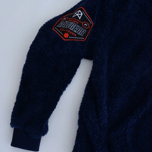 Raw Gear Navy w Orange Piping Soft Fleece Zip Embroidered Sweater Unisex S NWT - Picture 9 of 12